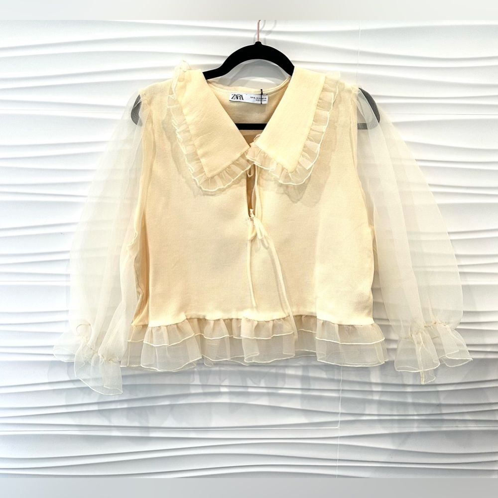 NWT Rare Zara Combination Knit and organza Top - Picture 9 of 13